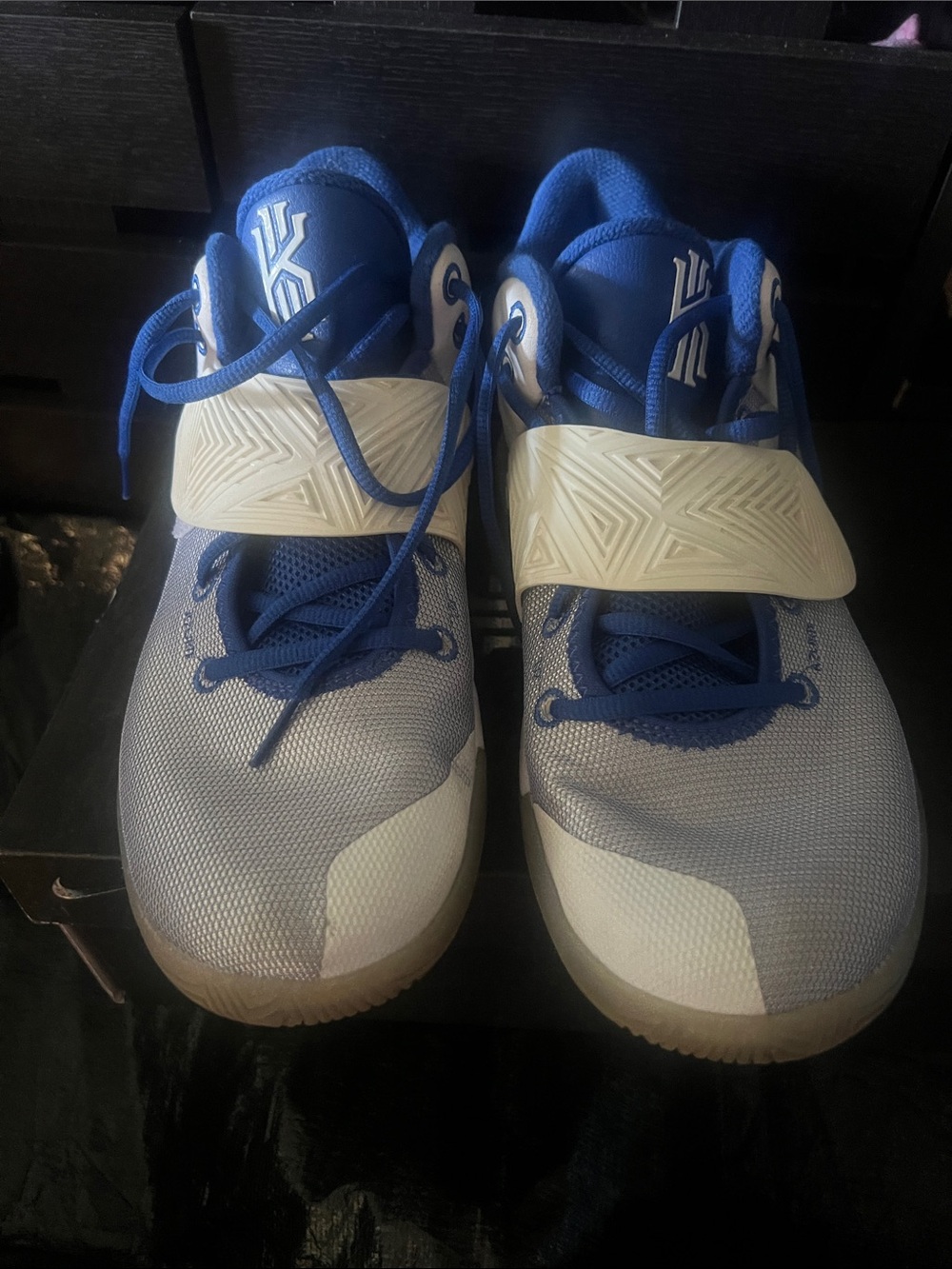 Nike Blue and White Strap Basketball Sneakers
